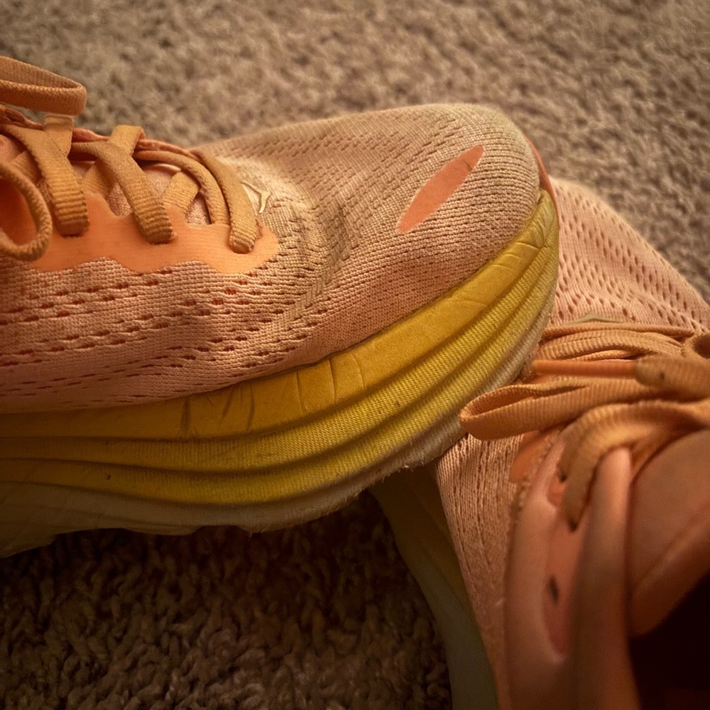 Hoka Bondi Women's Peach and Lemon Athletic Shoes - Picture 10 of 10
